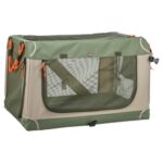 Trixie Kennel Comfy Bench Stof / Reismand Olijfgroen / Beige - 52 x 85,5 x 49,5 cm