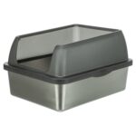 Trixie Kattenbak Rvs Met Rand Grijs - 40 x 52 x 29 cm