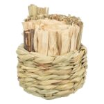 Trixie Mand Gras Met Hooi / Maisbladeren / Houten Stokjes - 9 x 9 x 9 cm