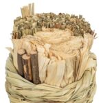Trixie Mand Gras Met Hooi / Maisbladeren / Houten Stokjes - 9 x 9 x 9 cm