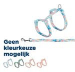 Trixie Kattentuigje Met Riem Flower Power Motief Assorti - 35-59 x 1,3 cm