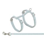 Trixie Kattentuigje Met Riem Retro Motief Grijs / Blauw - 28-45 x 1 cm