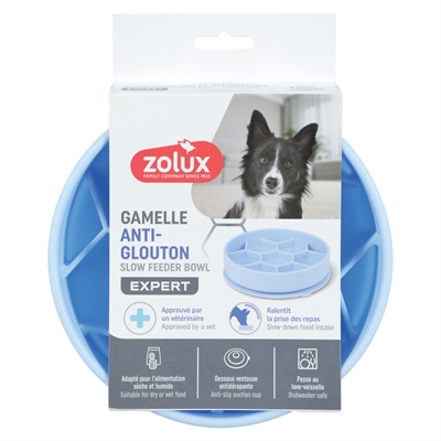 Zolux Voerbak Hond Slow Feed Met Zuignappen Silicone Blauw - 16 x 16 x 4,3 cm