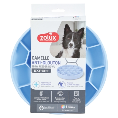 Zolux Voerbak Hond Slow Feed Met Zuignappen Silicone Blauw - 21,5 x 21,5 x 4,5 cm