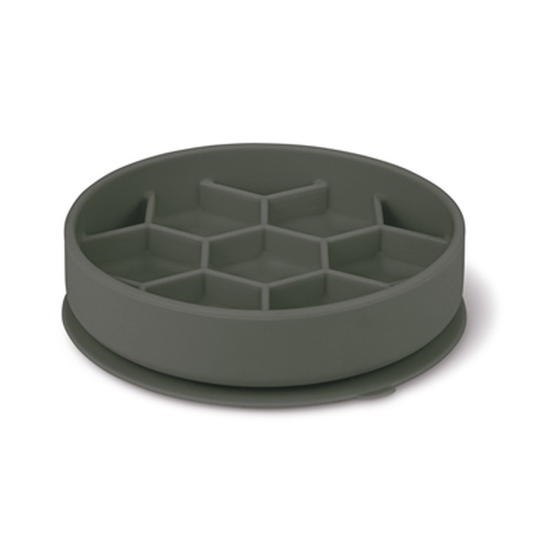 Zolux Voebrak Hond Slow Feed Met Zuignappen Silicone Grijs - 16 x 16 x 4,5 cm