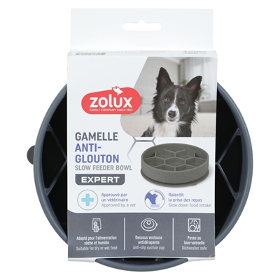 Zolux Voebrak Hond Slow Feed Met Zuignappen Silicone Grijs - 16 x 16 x 4,5 cm