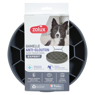 Zolux Voebrak Hond Slow Feed Met Zuignappen Silicone Grijs - 21,5 x 21,5 x 4,5 cm