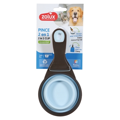 Zolux Voerschep 2 In 1 Schep / Afsluitklem Silicone Blauw - 19,5 x 10 x 4 cm