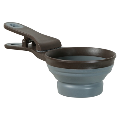 Zolux Voerschep 2 In 1 Schep / Afsluitklem Silicone Grijs - 19,5 x 10 x 4 cm
