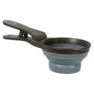 Zolux Voerschep 2 In 1 Schep / Afsluitklem Silicone Grijs - 19,5 x 10 x 4 cm