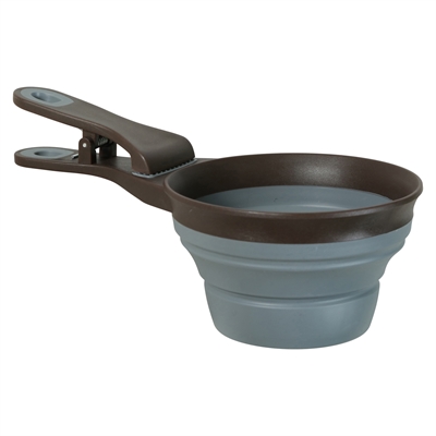 Zolux Voerschep 2 In 1 Schep / Afsluitklem Silicone Grijs - 22 x 12 x 4 cm