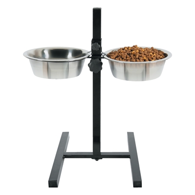 Zolux Voerstandaard Voerbak / Waterbak Verstelbaar Rvs - 2 x 1,5 l 21 cm 51 x 45 x 26,5