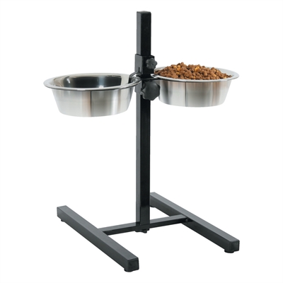 Zolux Voerstandaard Voerbak / Waterbak Verstelbaar Rvs - 2 x 1,5 l 21 cm 51 x 45 x 26,5