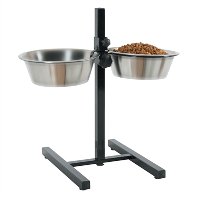 Zolux Voerstandaard Voerbak / Waterbak Verstelbaar Rvs - 2 x 2,5 l 24,5 cm 53,5 x 51 x 2