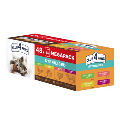 Club 4 Paws Premium Adult Sterilised Megapack - 48 x 80 g
