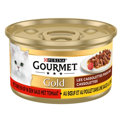 Gourmet Gold Cassolettes Duet Van Vlees In Saus Met Tomaten - 24 x 85 g