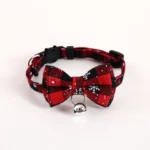 Verstelbare kattenhalsband met strik en belletje – Rood
