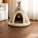 Pluchen tentbed voor katten en kleine honden - Bruin / 38x38x32cm