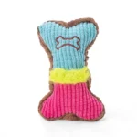 Pluche hondenbot met pieper – Blauw-roze