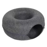 Rond kattenbed met tunnel - Donker Grijs / 60x60x23cm / Rond