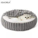 Rond kattenbed met capuchon - Grijs / 50cm