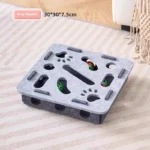 Kattenspeelbox met krabplank en ballenwerper – Grijs - vierkant