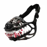 Hondenmasker met monstertanden voor verkleedpartijen – Zwart - M