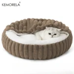 Rond kattenbed met capuchon - Bruin / 50cm