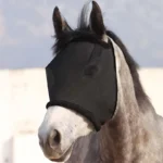 Meshmasker voor paarden met zonneklep – Zwart – 75 × 39 cm