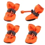 Hondenschoenen met leren zool, set van 4 – Oranje / S