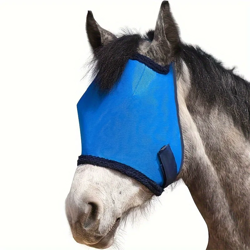 S4e7c37e165fc4025ba6d53eab3605428y-1.webp Meshmasker voor paarden met zonneklep – Blauw – 75 × 39 cm - Afbeelding 1