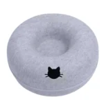 Rond kattenbed met tunnel - Licht Grijs Kattenhoofd logo / 60x60x23cm / Rond