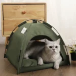 Tentvormig kattenbed – Legergroen / S 35x35cm