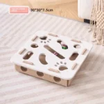 Kattenspeelbox met krabplank en ballenwerper – Camelwit - vierkant