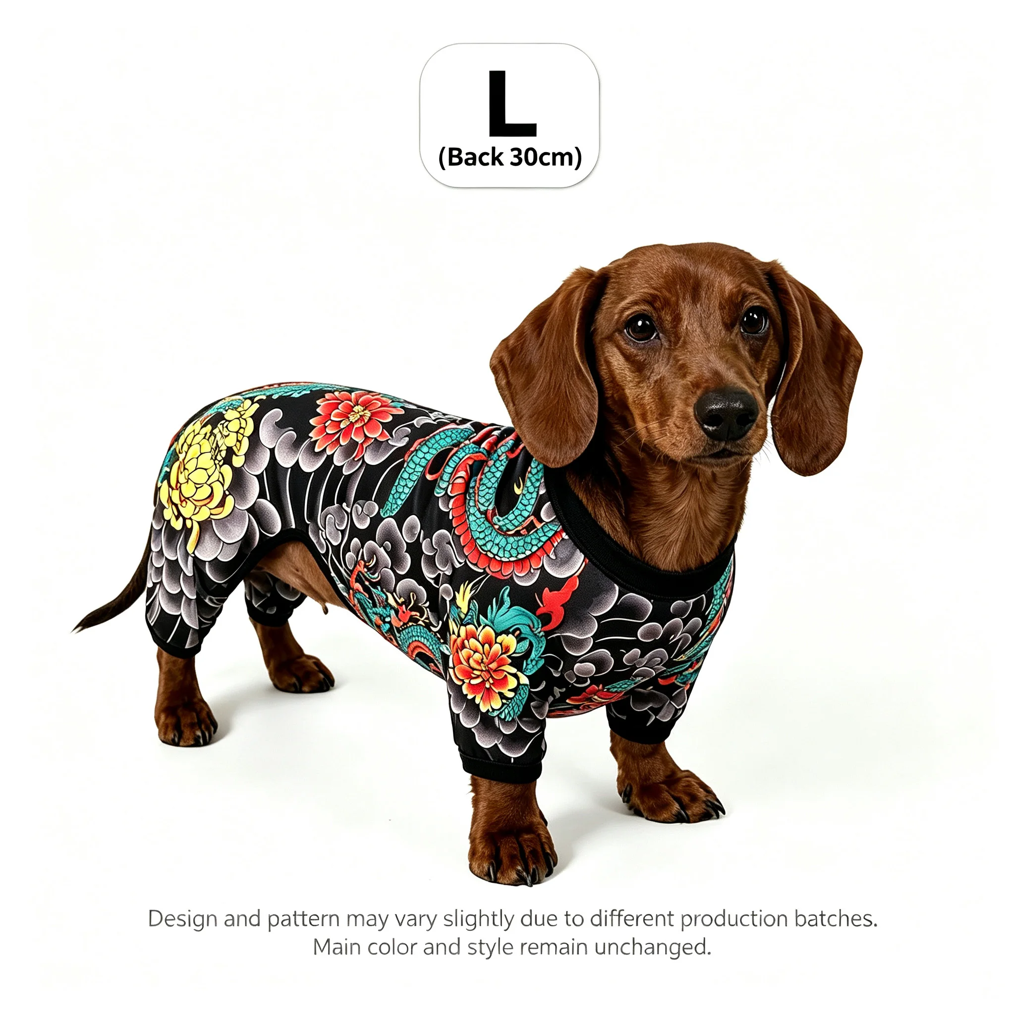 S74907f050f34458abb4abbdcf1f69af2Z-1.webp Full-body tattoo-kostuum voor honden en katten – L – ruglengte 30 cm - Afbeelding 1