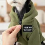 Fleecehoodie voor honden met capuchon en rits – Legergroen / M