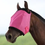 Meshmasker voor paarden met zonneklep – Rood – 75 × 39 cm