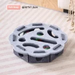 Kattenspeelbox met krabplank en ballenwerper – Grijs - rond
