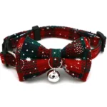 Verstelbare kattenhalsband met strik en belletje – Zwart-rood
