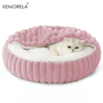 Rond kattenbed met capuchon - Roze / 50cm