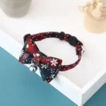 Verstelbare kattenhalsband met strik en belletje – Rood-groen