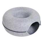 Rond kattenbed met tunnel - Licht Grijs / 50X50X23cm / Rond