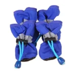 Hondenschoenen met leren zool, set van 4 – Blauw / M